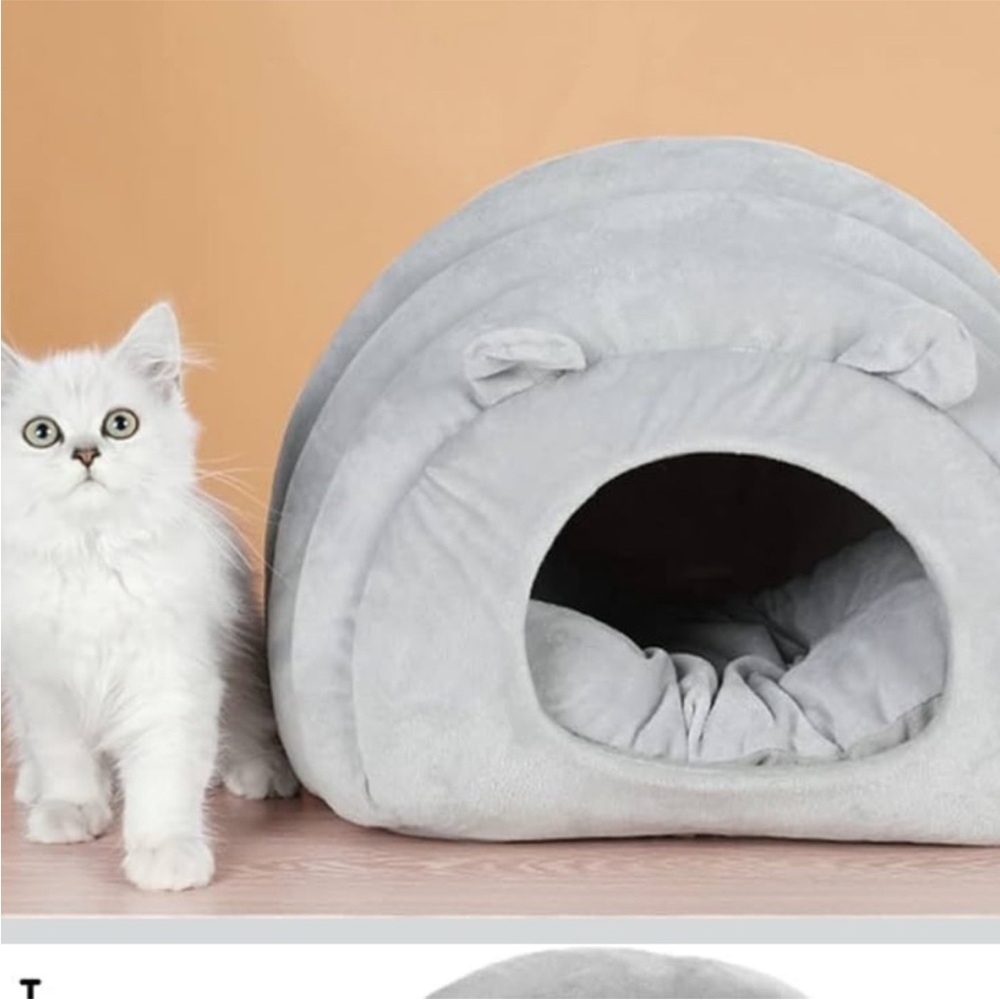 NWT Cat Dog Gray Soft Plush Bed Cave Bed
